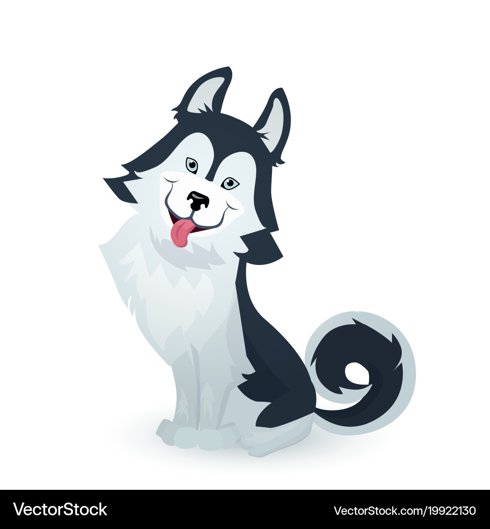 Cute Husky Puppy Cartoon Vector Image