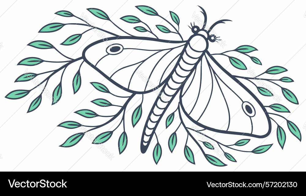 Elegant moth on leaf branch design generative ai Vector Image