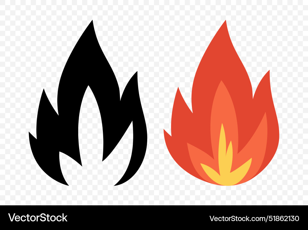 Fire flame isolated icon set campfire Royalty Free Vector