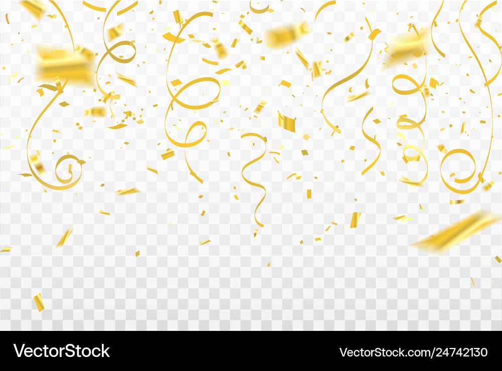 Gold confetti celebration carnival ribbons luxury Gold confetti celebration carnival ribbons luxury vector image