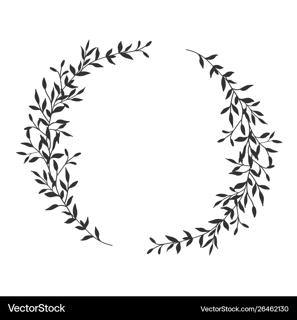 Hand drawn floral oval frame wreath on white Hand drawn floral oval frame wreath on white vector image