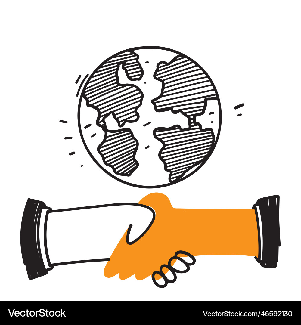 Hand gezeichneter Doodle Handshake von verschiedenen Hand gezeichneter Doodle Handshake von verschiedenen vektorbild