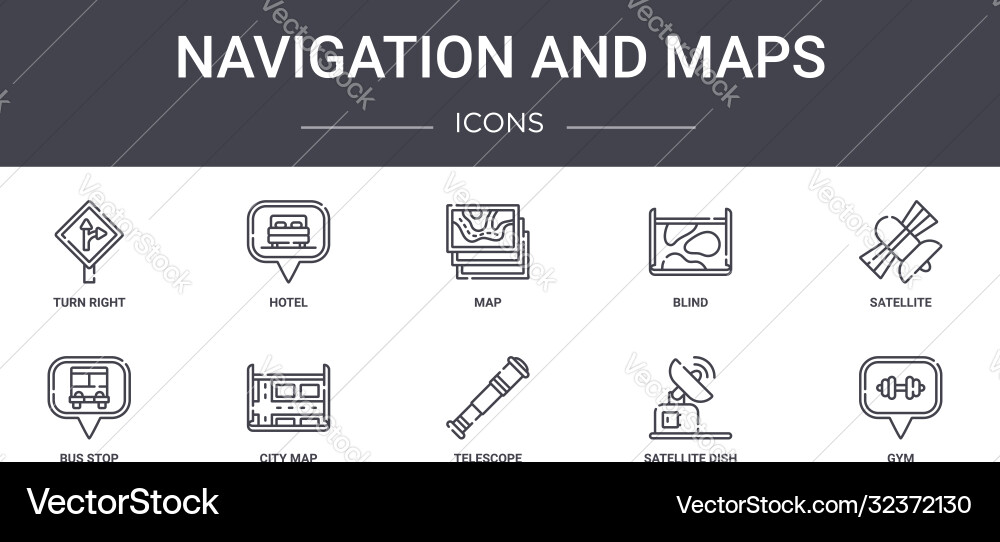 Navigation and maps concept line icons set Navigation and maps concept line icons set vector image
