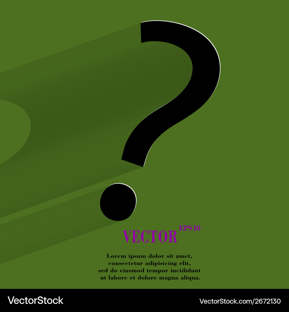 Question mark flat modern web button with long vector image
