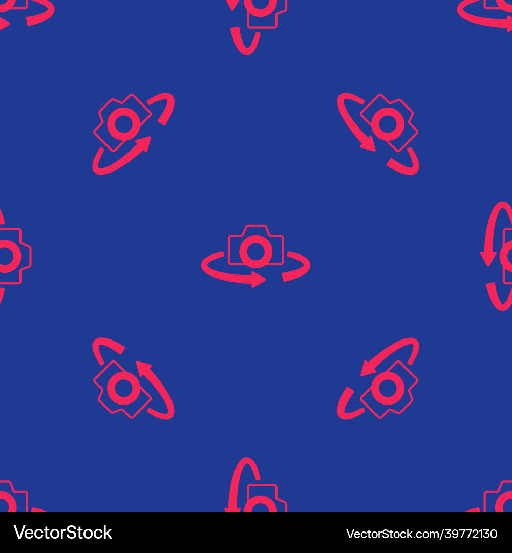 Red 360 degree view icon isolated seamless pattern vector image