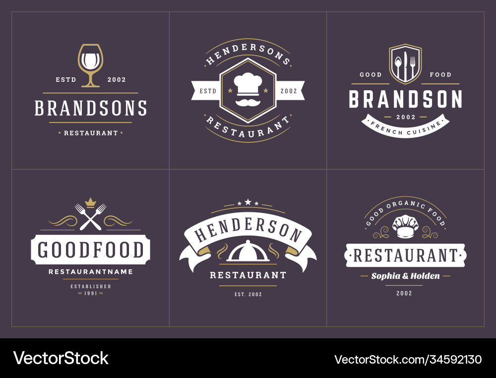 Restaurant logos templates set vector image