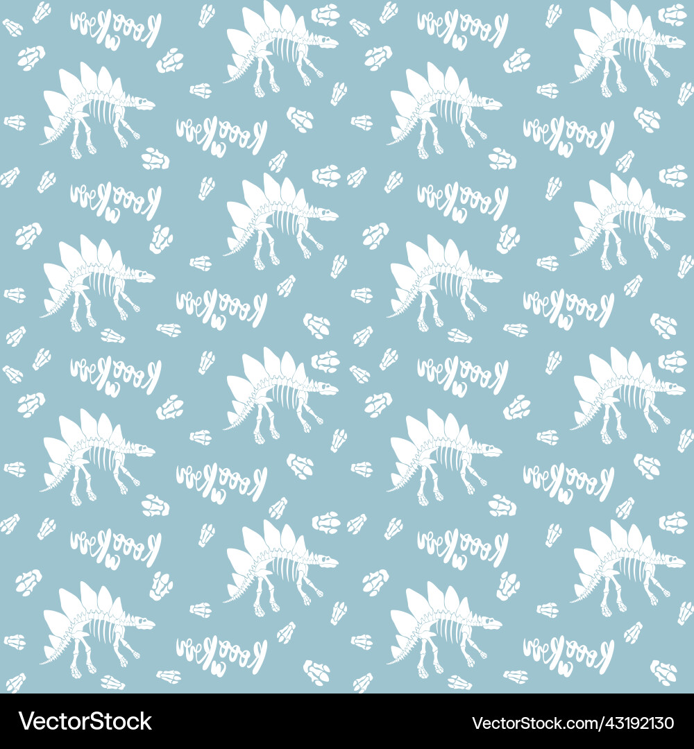 Seamless pattern with dinosaur skeleton Vector Image