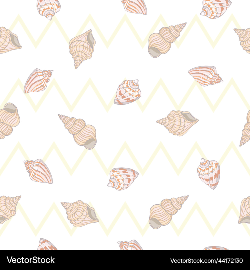 Seashell seamless pattern scallop background Seashell seamless pattern scallop background vector image
