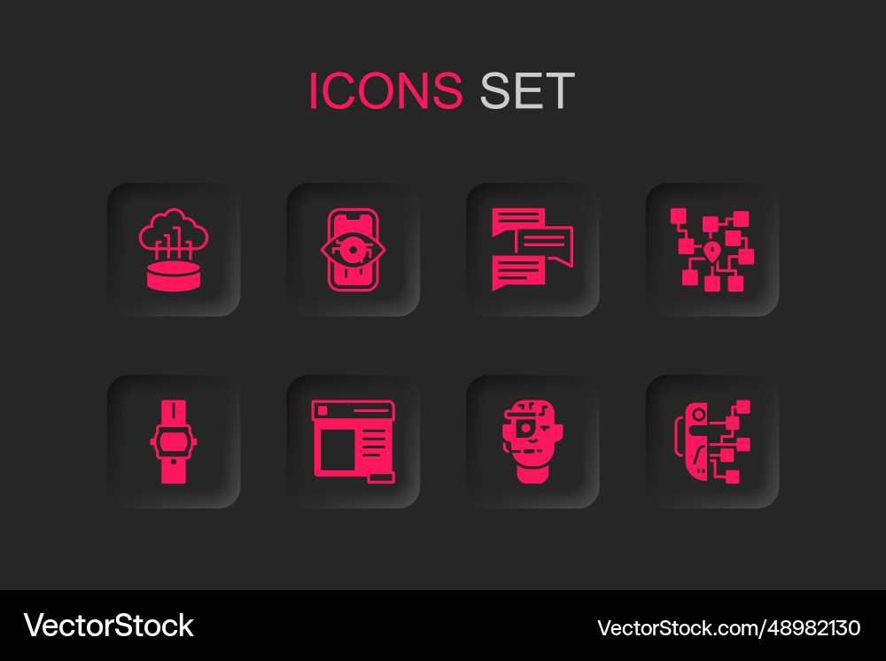 Set browser window computer vision network cloud vector image