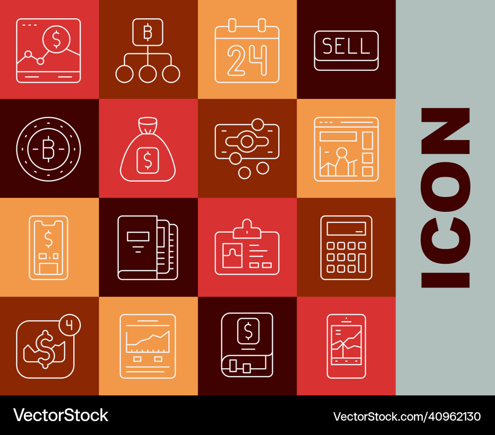 Set line mobile stock trading calculator website Set line mobile stock trading calculator website vector image