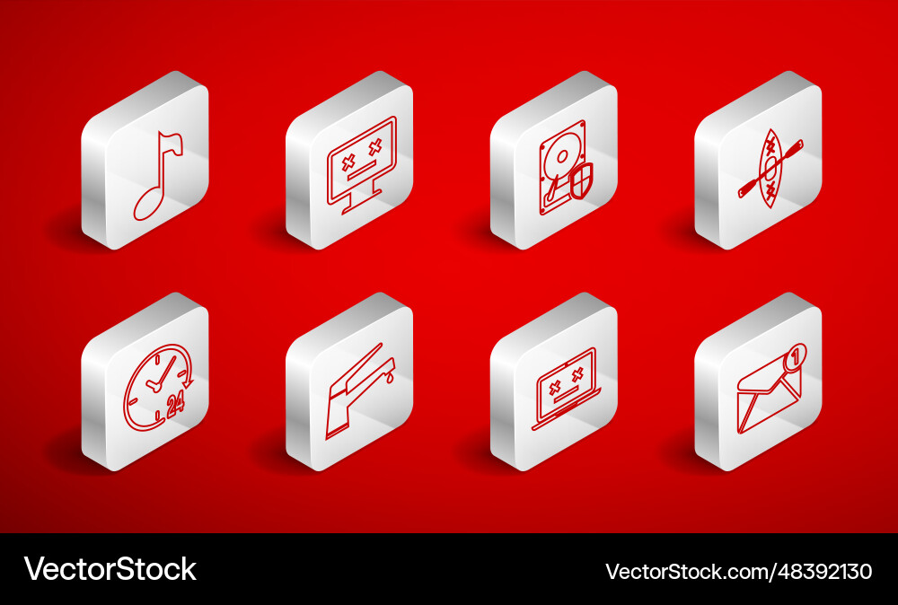 Set line new email incoming message dead monitor Set line new email incoming message dead monitor vector image