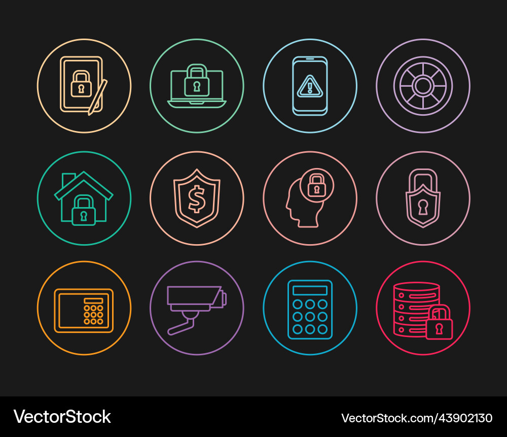 Set line server security with lock mobile Set line server security with lock mobile vector image