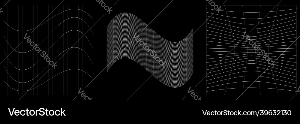 Set of deformed distorted grids meshes flex Set of deformed distorted grids meshes flex vector image
