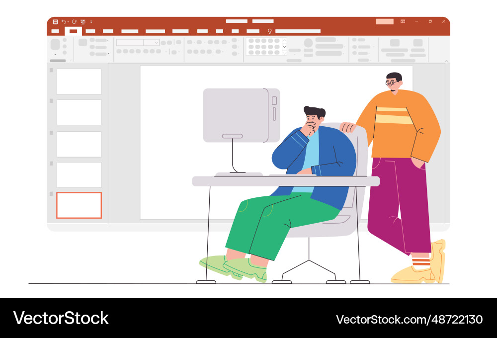 Slide presentation editing create revise pages two Slide presentation editing create revise pages two vector image