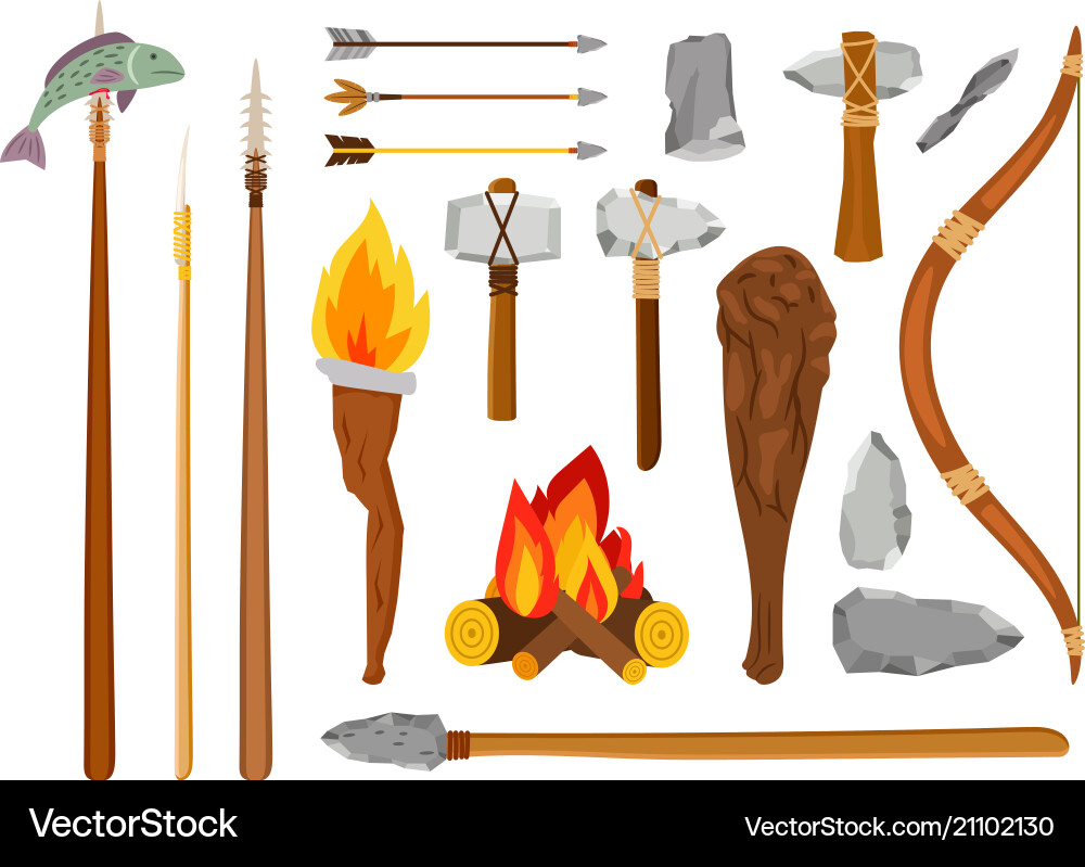 Stone Age Tools Collection Vector Image