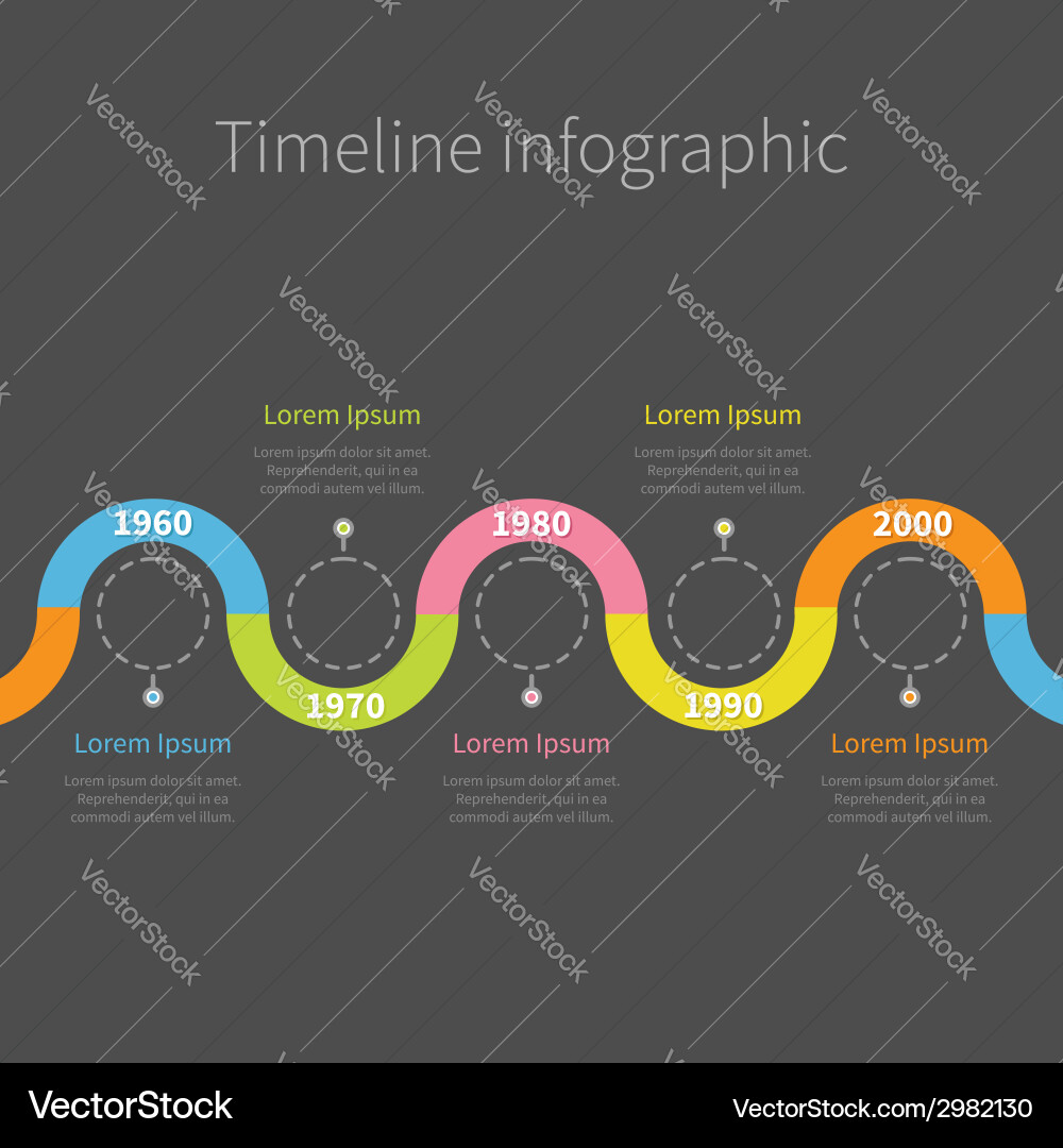 Timeline infographic with ribbon empty dash line Vector Image