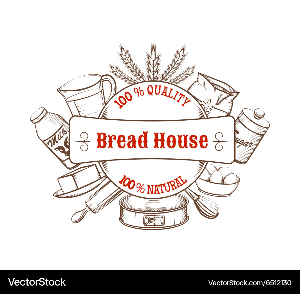 Vintage bakery hand drawn background Royalty Free Vector