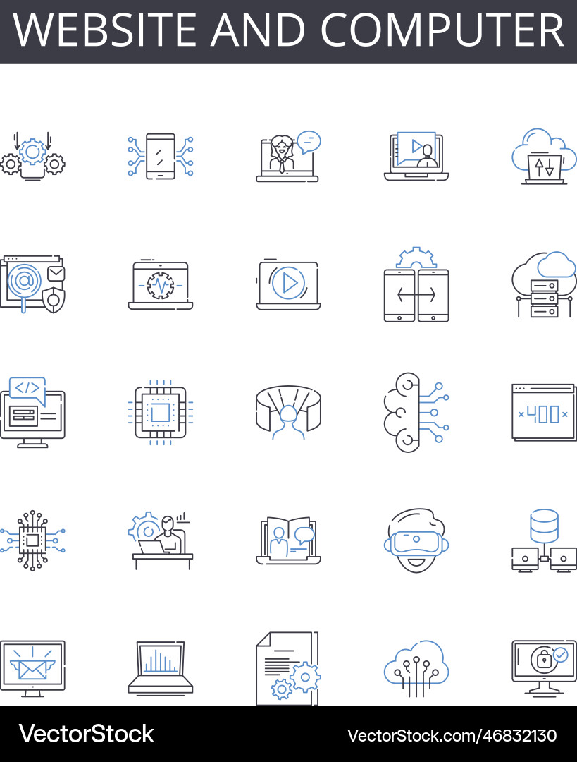 Website and computer line icons collection Vector Image