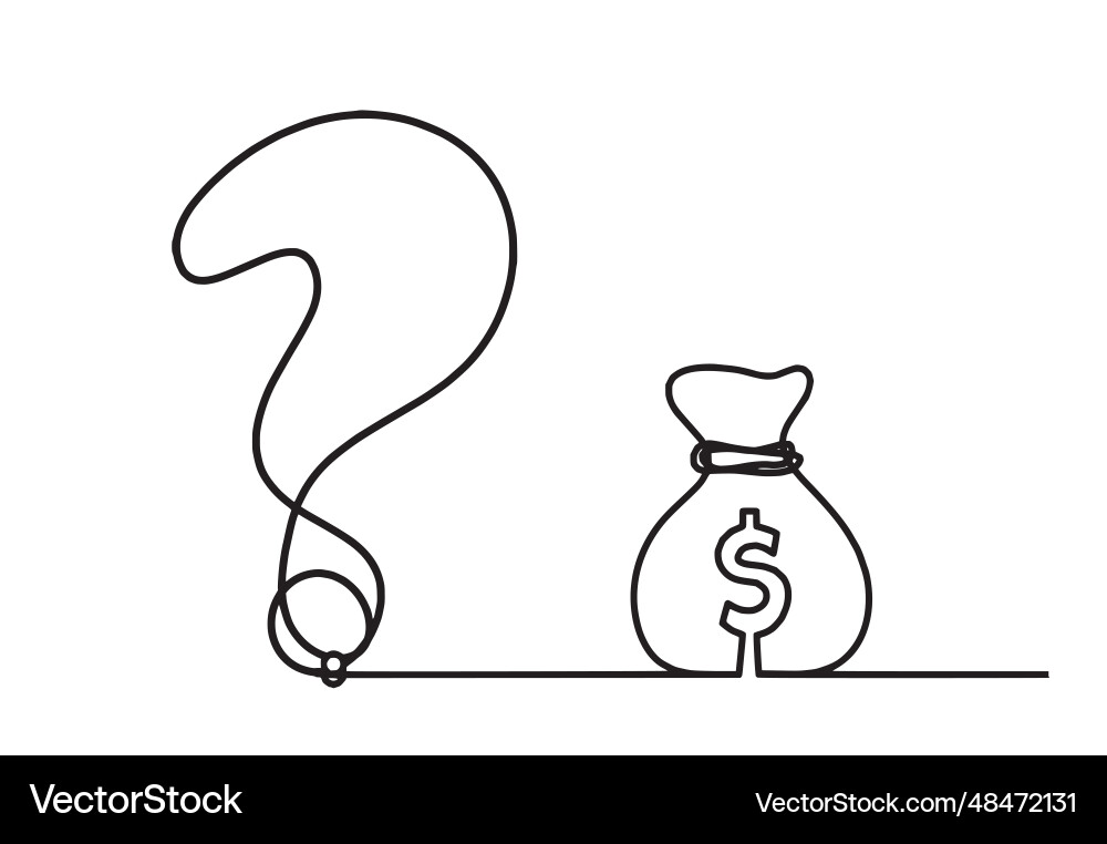 Abstract question mark with dollar as continuous vector image