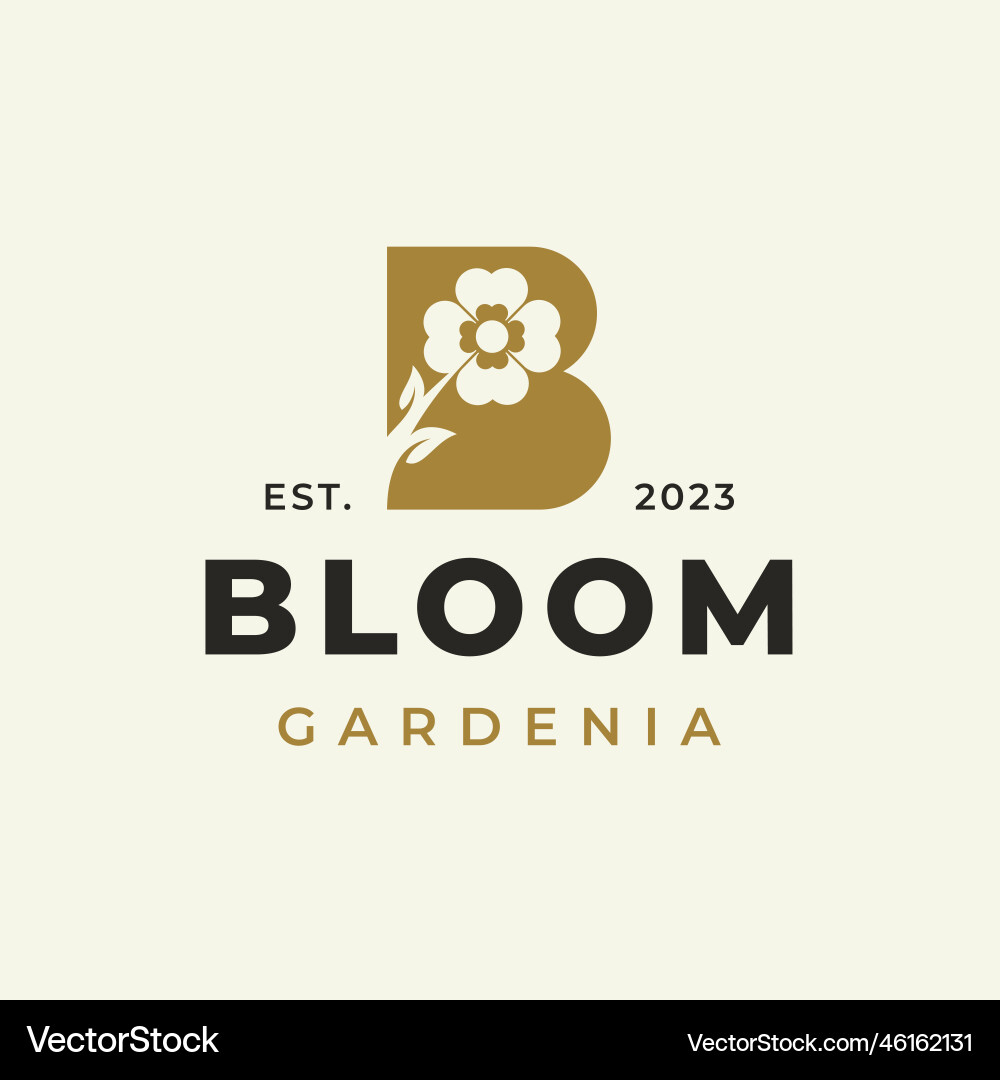 B initial with flower floral logo template Vector Image