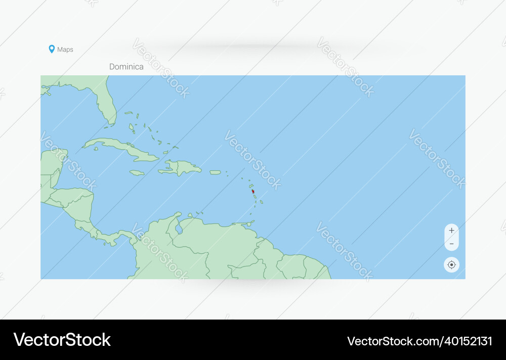 Browser window with map of dominica searching Vector Image
