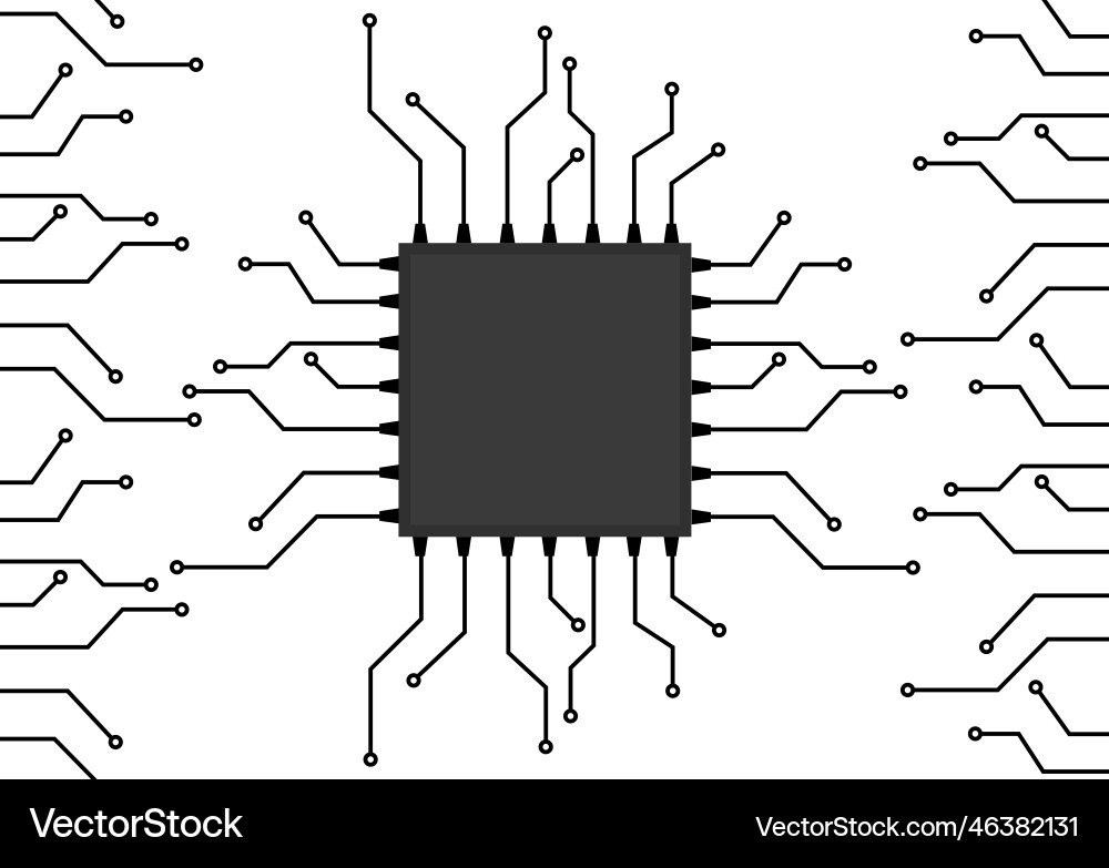 Circuit board with a microprocessor Circuit board with a microprocessor vector image