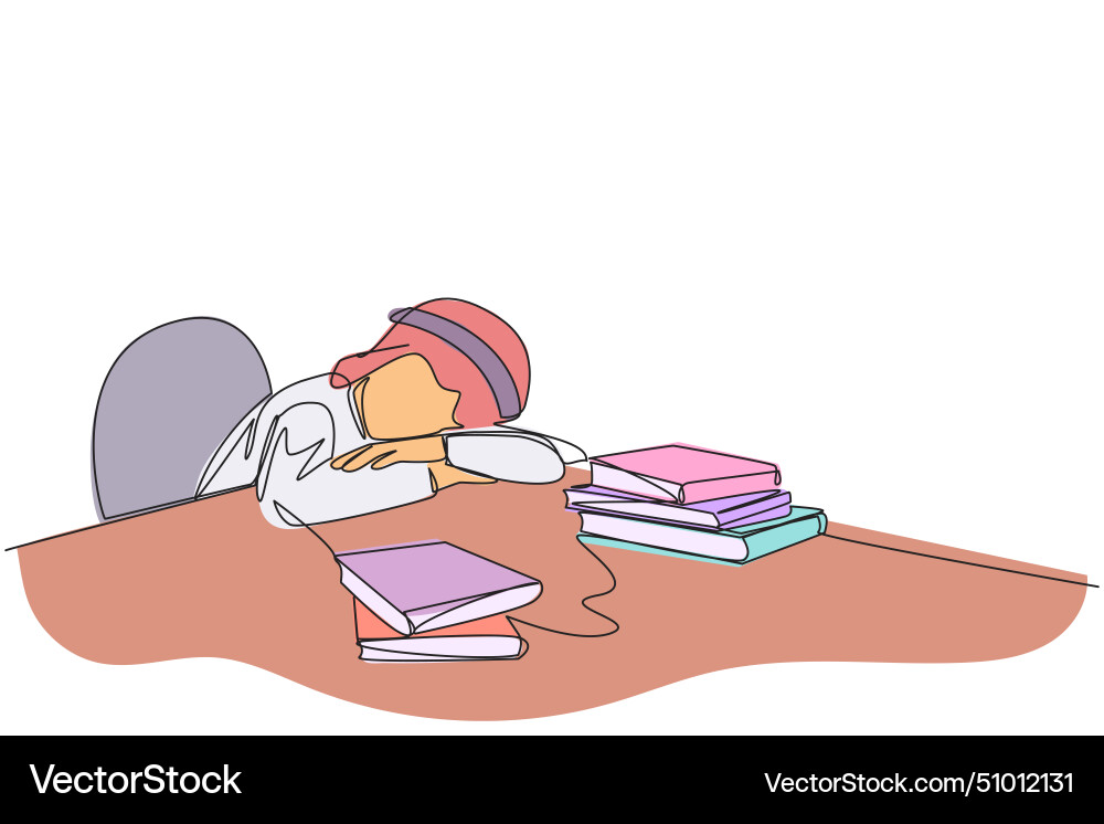 Continuous one line drawing arabian man asleep – Royalty-Free Vector ...