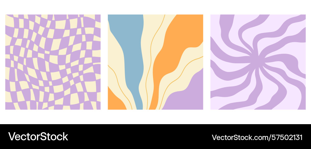Distorted wavy retro patterns background set Distorted wavy retro patterns background set vector image