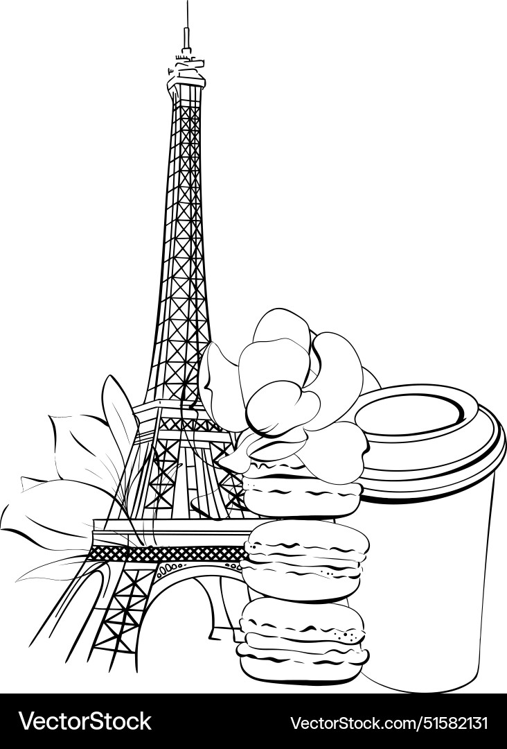 Eiffel tower and macaroons Eiffel tower and macaroons vector image