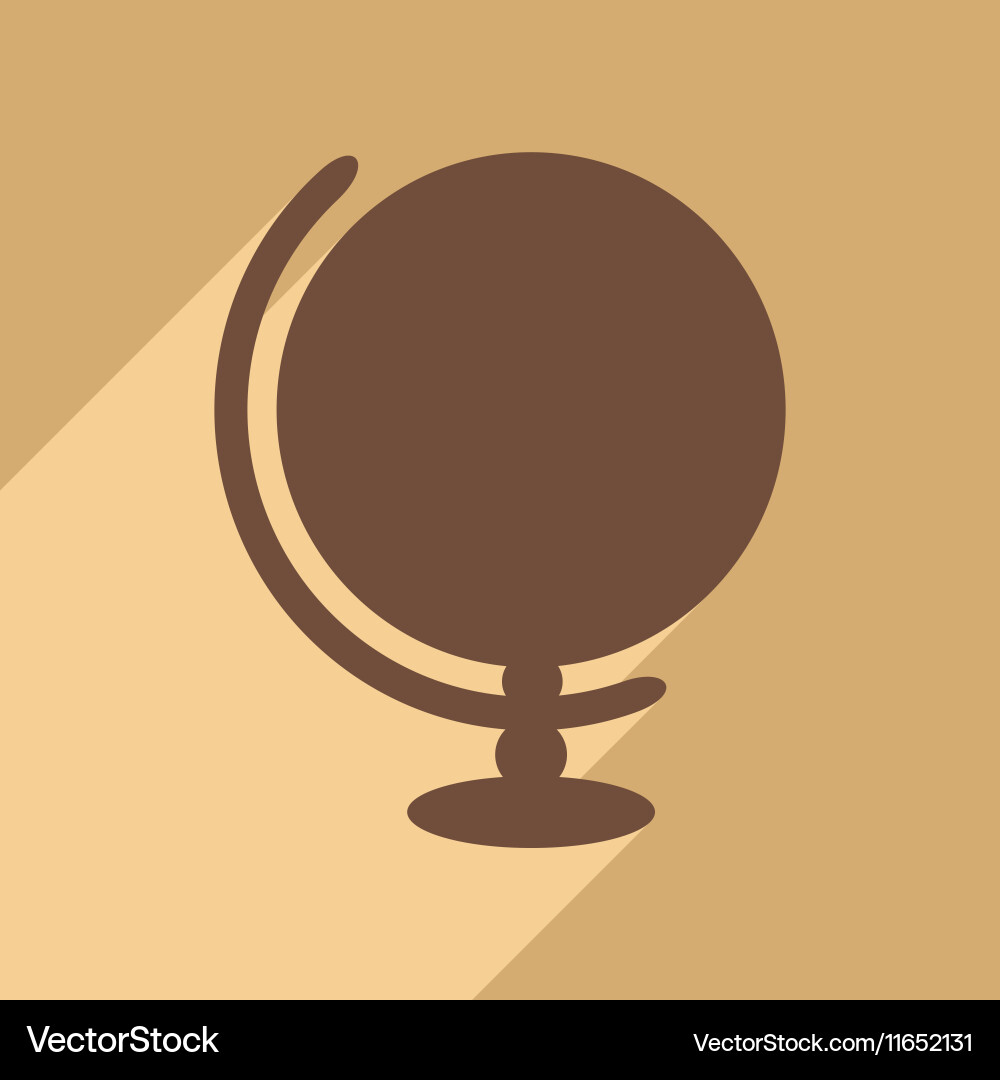 Flat with shadow icon and mobile application globe vector image