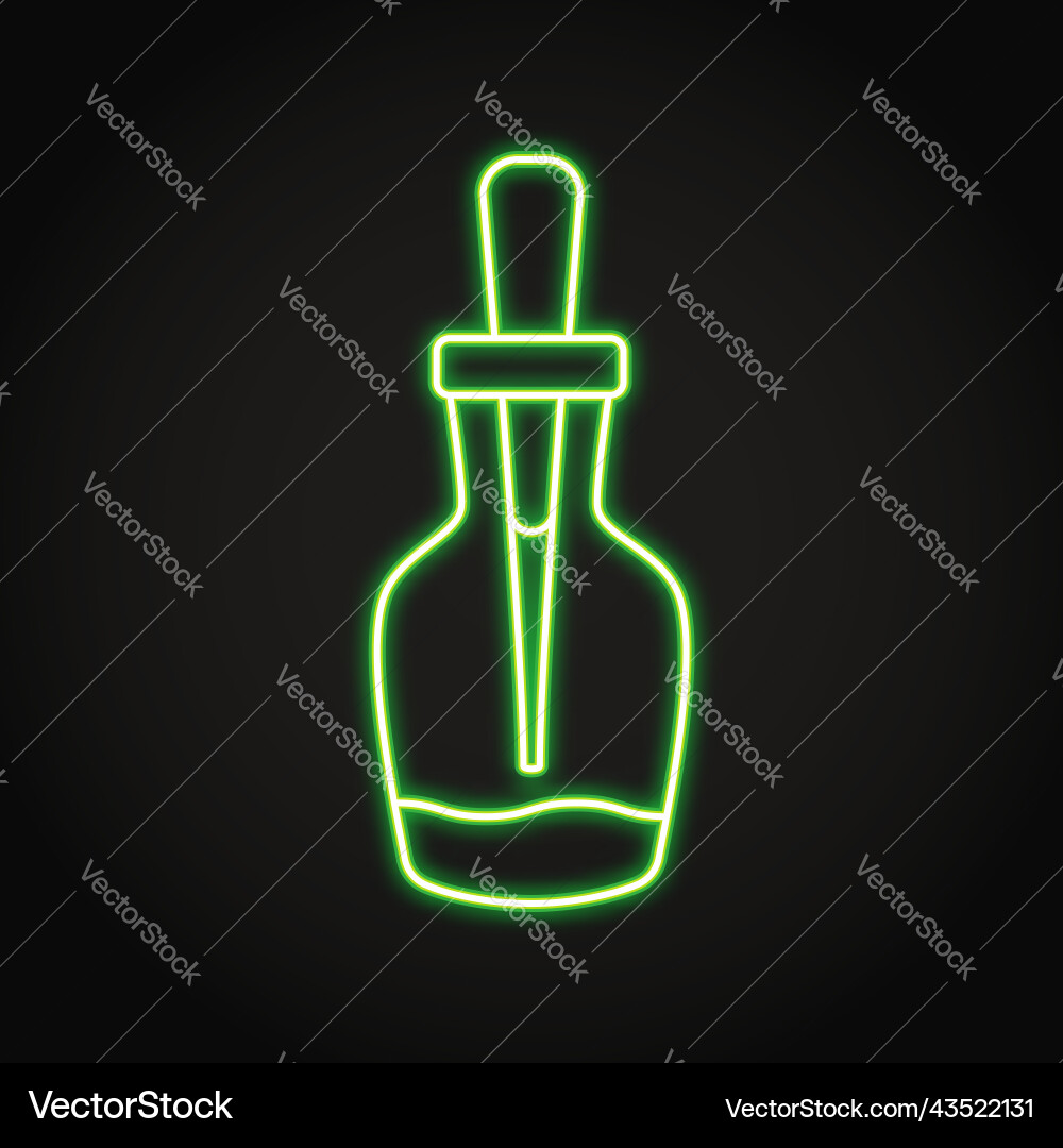 Glas Dropper Flasche Neon-Ikone Glas Dropper Flasche Neon-Ikone vektorbild