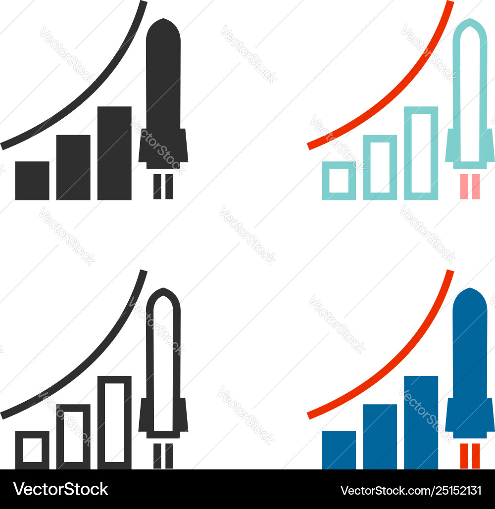 Graph with rocket vector image