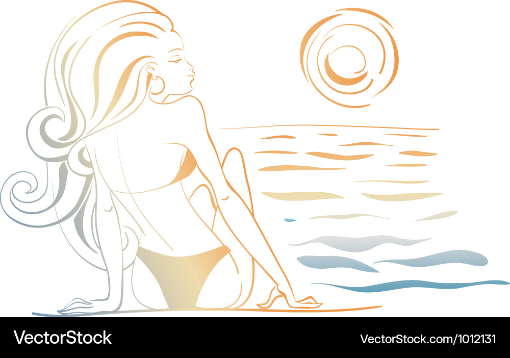 Ocean Girl Doodle Vector Image
