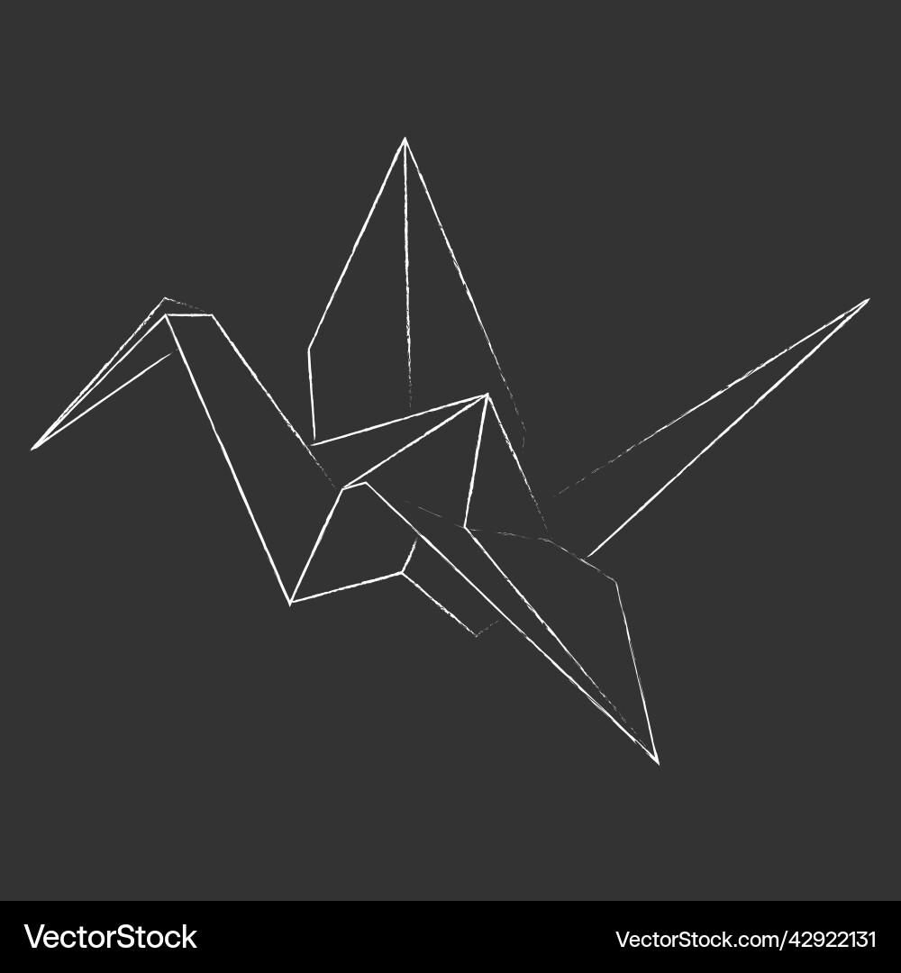 Origami crane outline chalk icon isolated Origami crane outline chalk icon isolated vector image