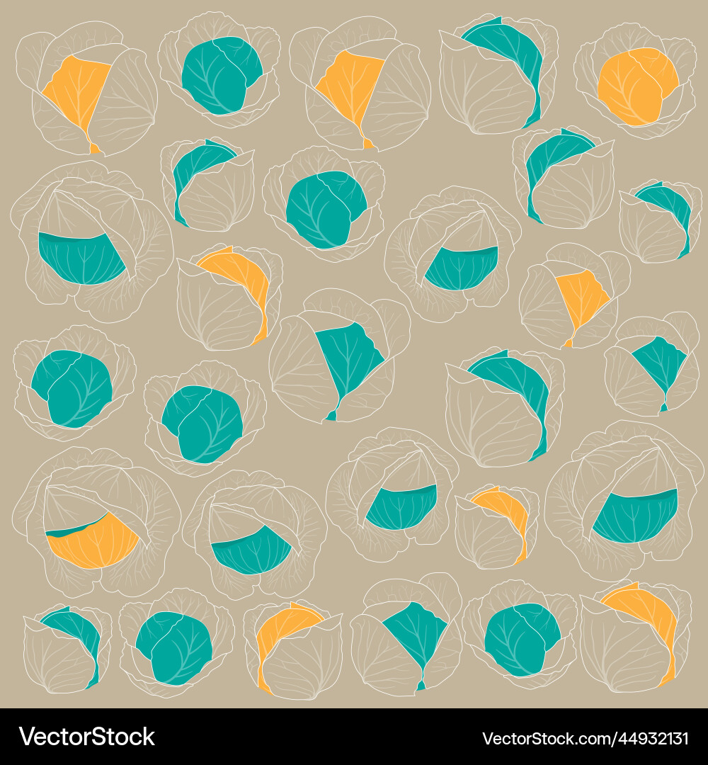 Print pattern background with line art of cabbage Vector Image