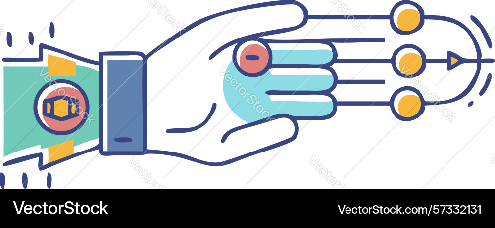 Robotic arm with circuitry precision automation vector image