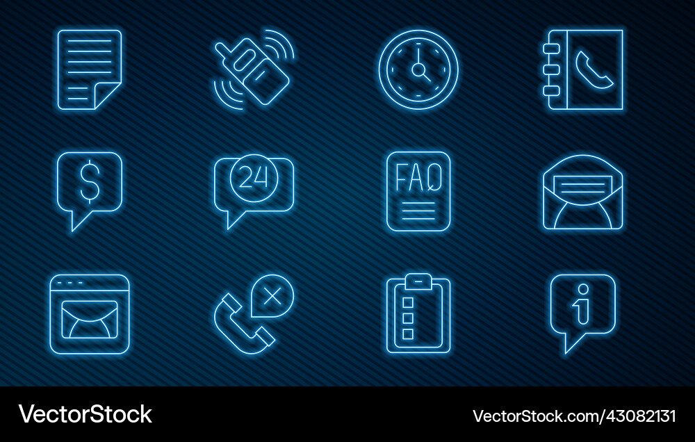Set line information mail and e-mail clock Set line information mail and e-mail clock vector image