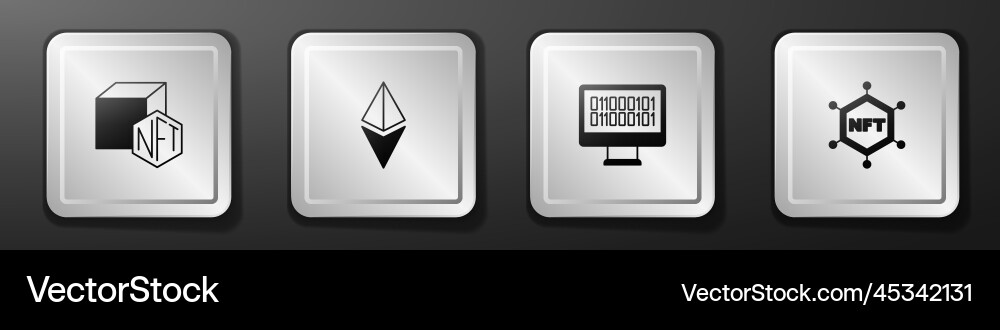 Set nft digital crypto art ethereum eth binary Set nft digital crypto art ethereum eth binary vector image