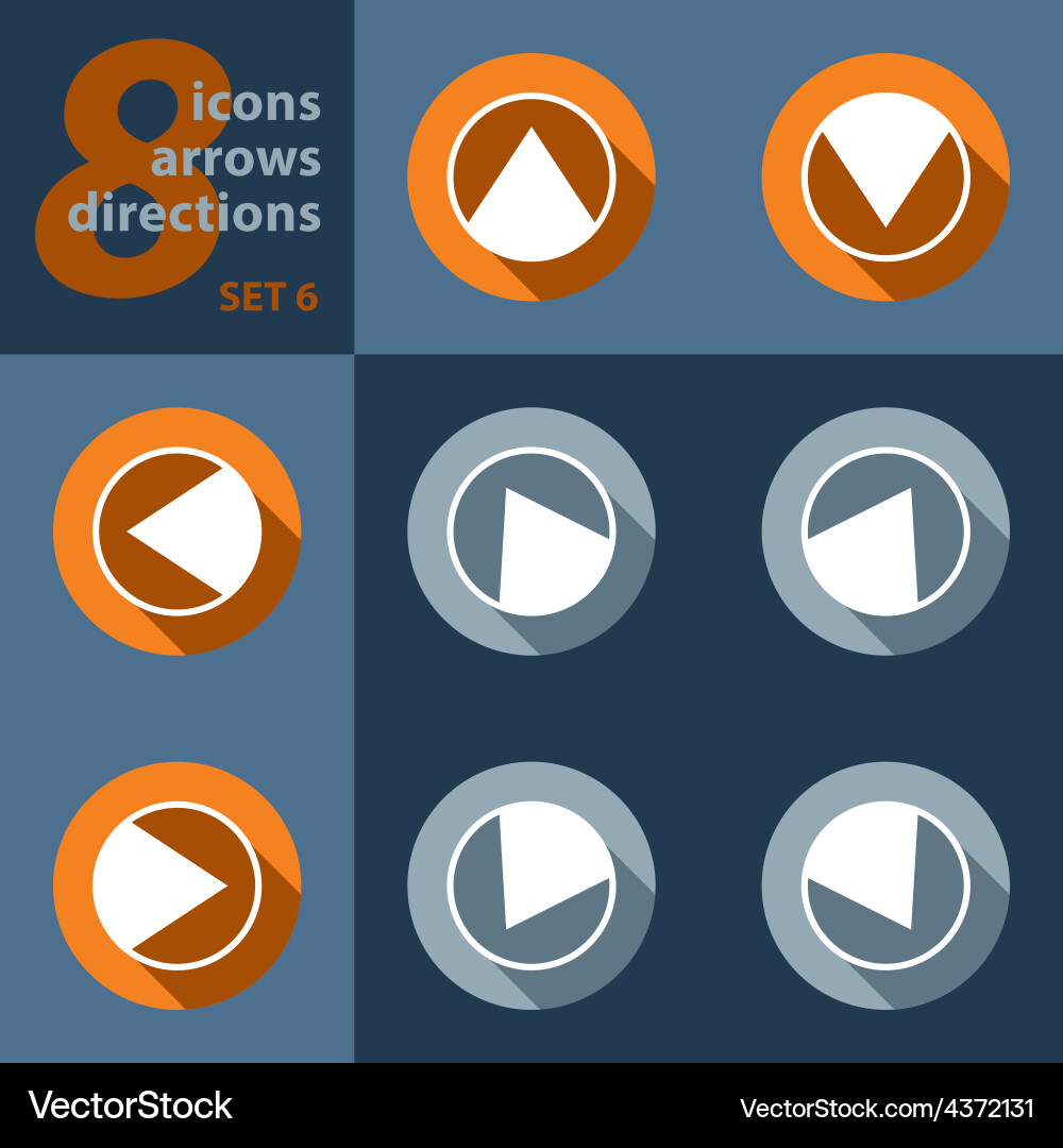 Set of eight icons with arrows in all Vector Image