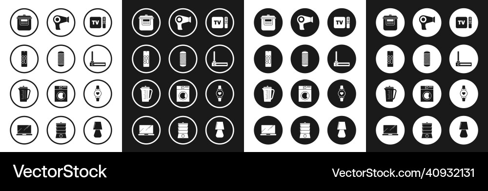 Set tv box receiver and player with remote Vector Image