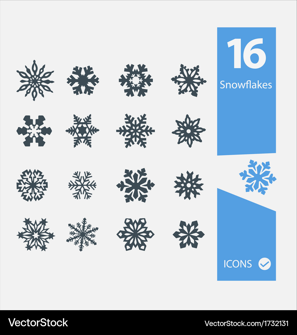 Snowflake Icon Set Vector Image