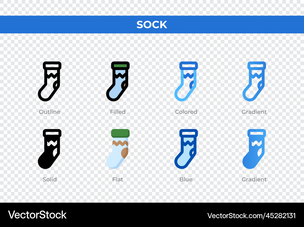 Sock icons in different style set Vector Image