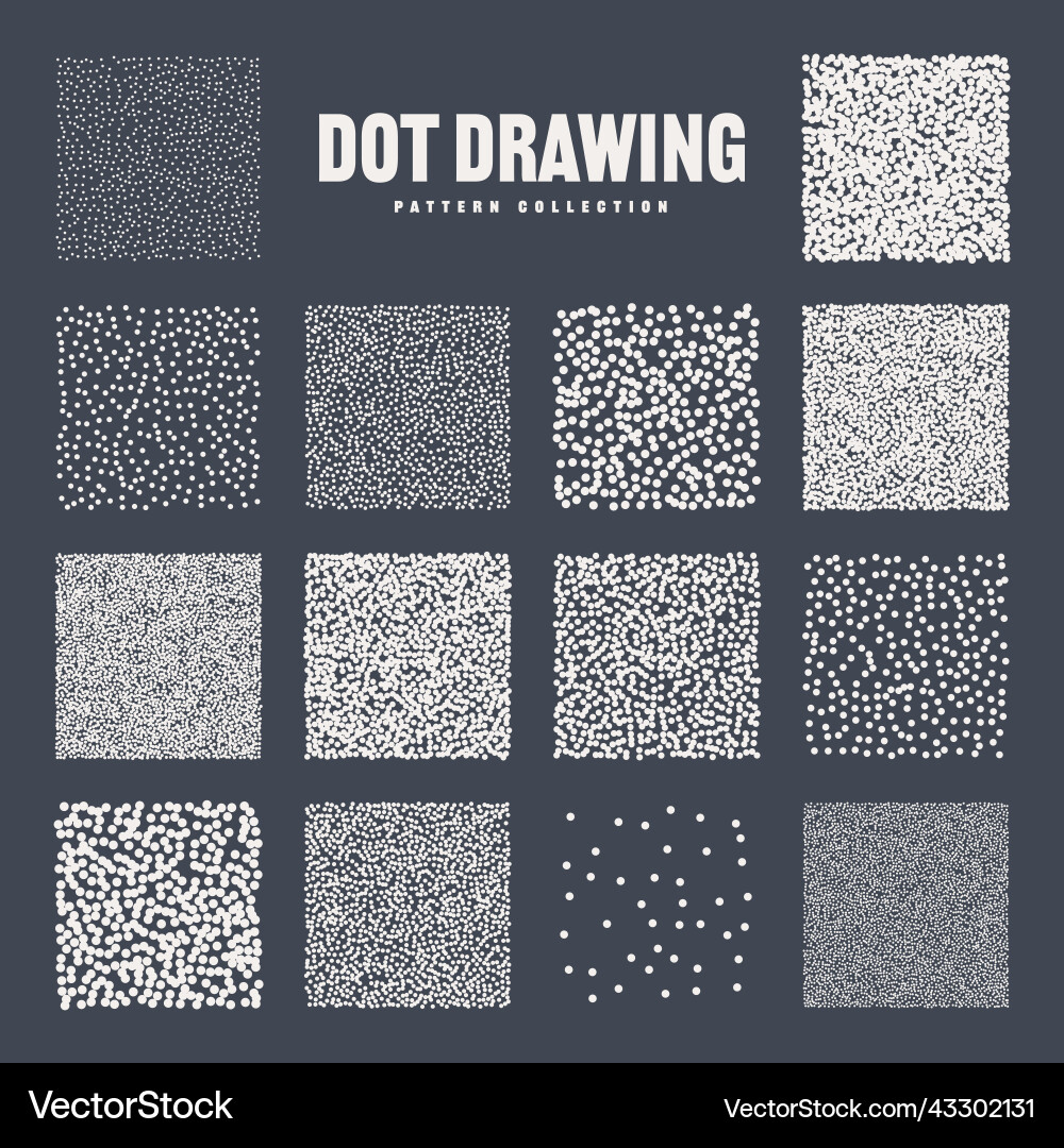Square shaped dotted objects stipple elements Square shaped dotted objects stipple elements vector image