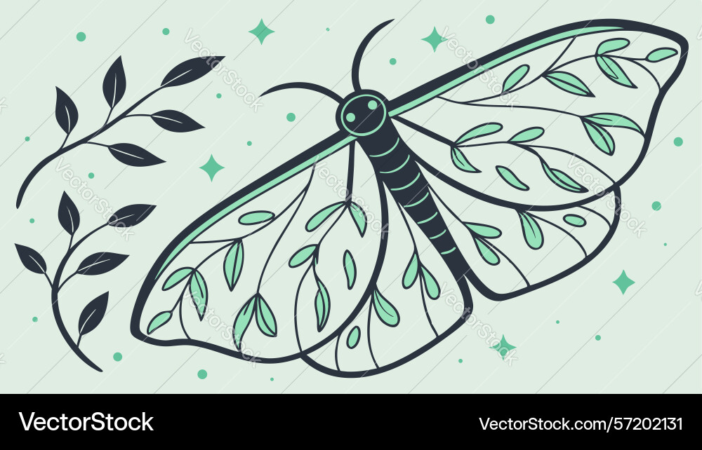 Stylized moth with abstract geometric pattern vector image