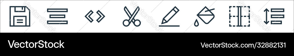 Text editor line icons linear set quality Text editor line icons linear set quality vector image