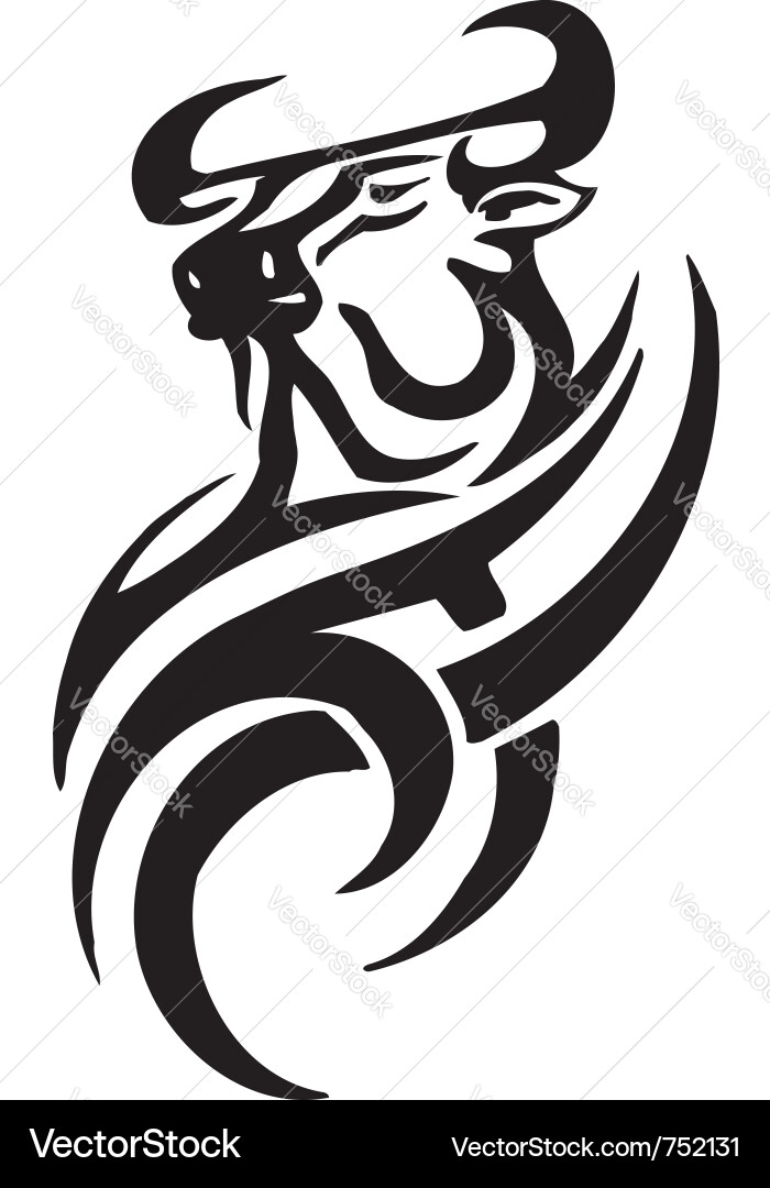 Tribal Bull Head - Strength & Power Vector Image
