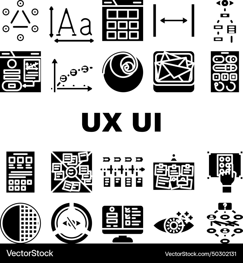 Ux ui design app website icons set vector image