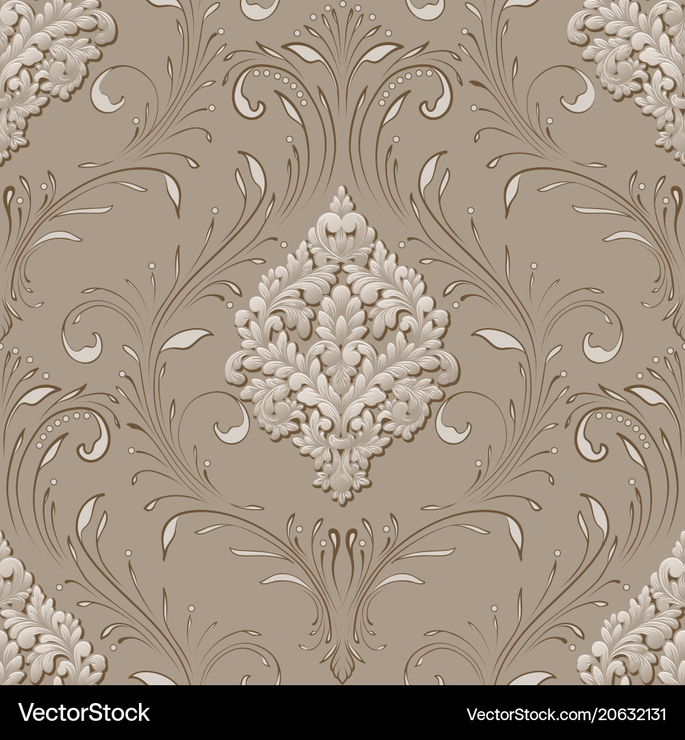 Volumetric damask seamless pattern element Volumetric damask seamless pattern element vector image