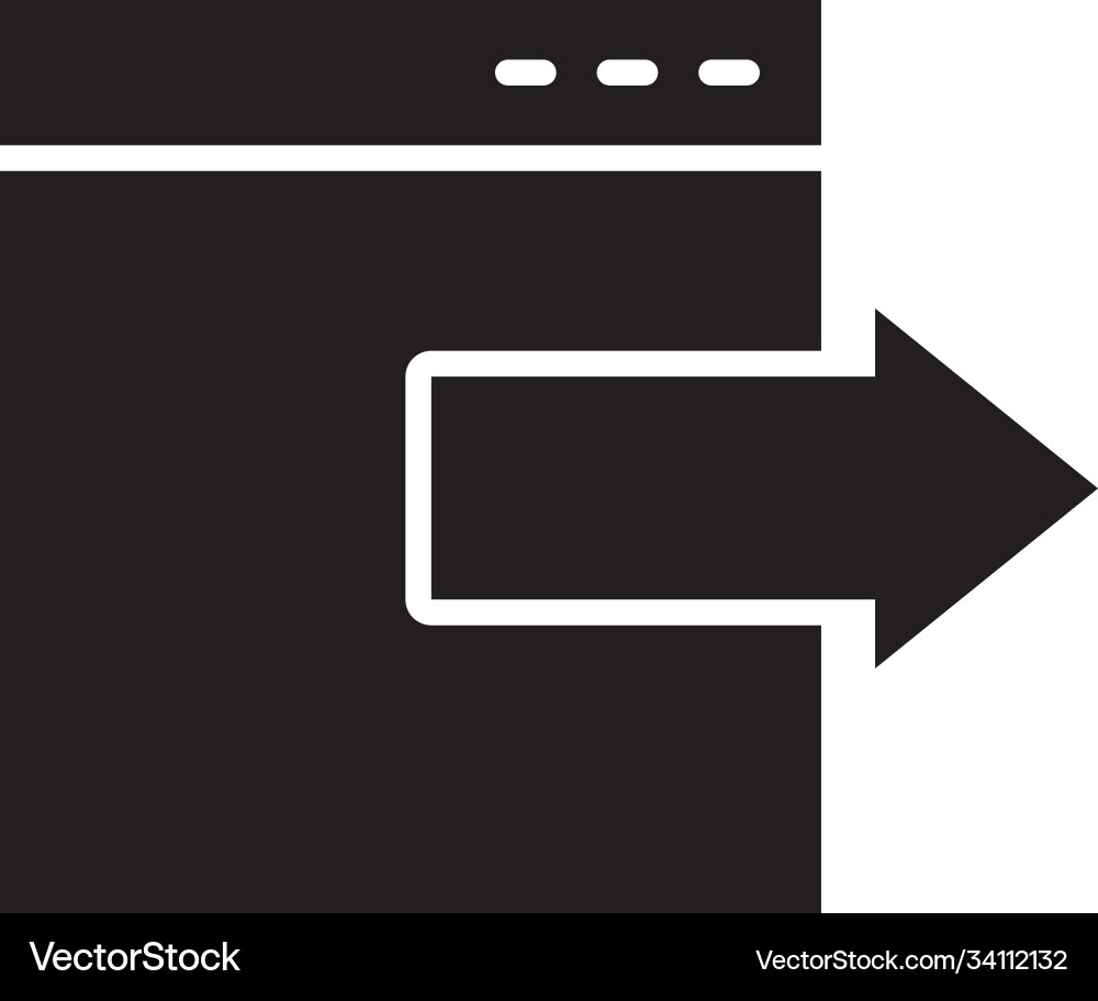 Browser window with arrow icon silhouette style Vector Image