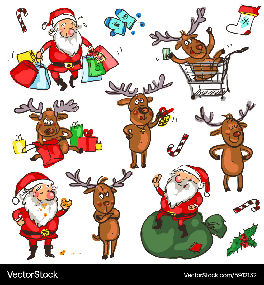 Christmas characters - set Vector Image